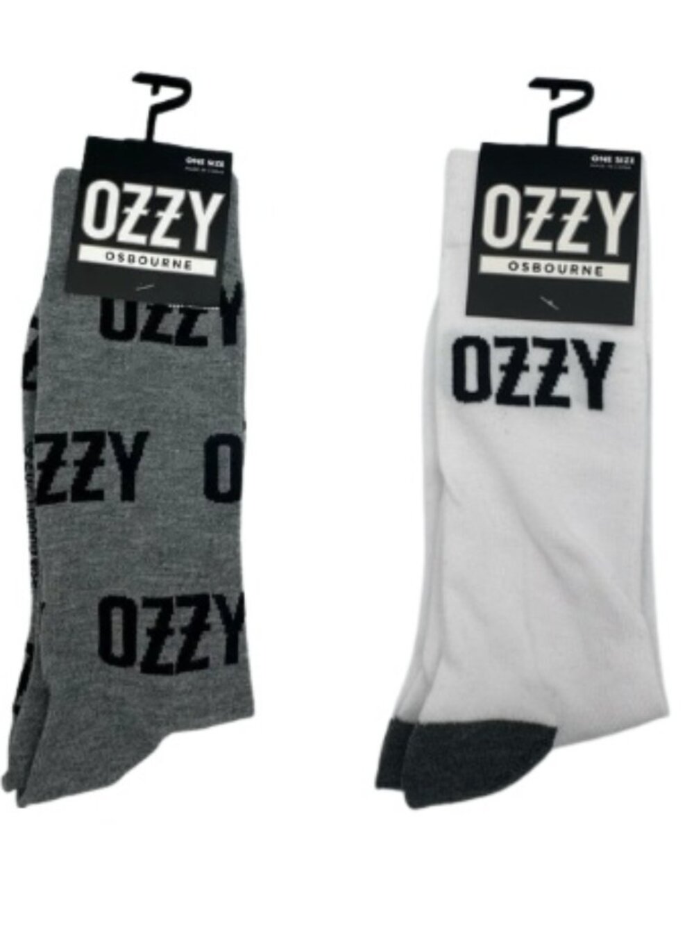 Ozzy Osbourne Crew Socks Gray White Rock Band One Size Unisex New